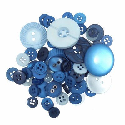 Bag of Craft Buttons: Assorted Blue: 50g - B6210\16 - RRP 1.50 - OUR PRICE ONLY 75p