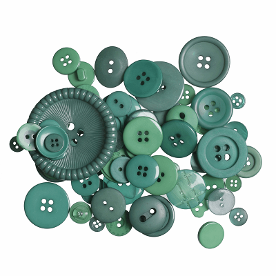 Bag of Craft Buttons: Assorted Green: 50g - B6210\22 - <strong><span style='color: #00ccff;'>RRP £1.50</span></strong> - <strong><span style='color: #ff0000;'>OUR PRICE ONLY 75p</span></strong>