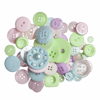 Bag of Craft Buttons: Assorted Pastels: 50g - B6210\53 - <strong><span style='color: #00ccff;'>RRP £1.50</span></strong> - <strong><span style='color: #ff0000;'>OUR PRICE ONLY 75p</span></strong>