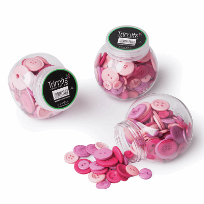 Jar of Craft Buttons: Assorted Pink - BP007 - RRP 5.99 - OUR PRICE ONLY 2.99