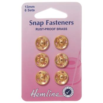 H420.13.G Sew On Snap Fasteners: Gold - 13mm 