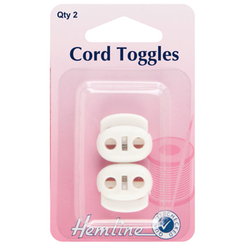 H459.2.W Adjustable Cord Toggles: White - 6mm 