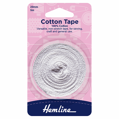 H540.20 - Cotton Tape: 5m x 20mm: White