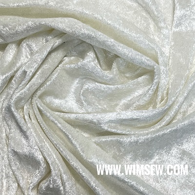 100% Polyester Crushed Velvet - Cream - E3crm