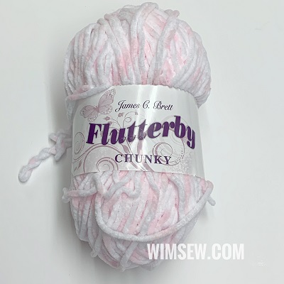 100g Flutterby Chunky (Chenille) - B16 White/Pink
