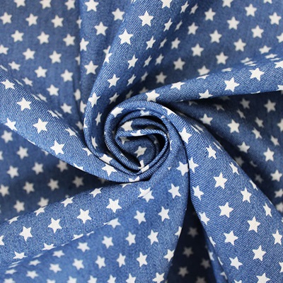 Printed Stretch Chambray - EM27-12559 Blue (Stars)