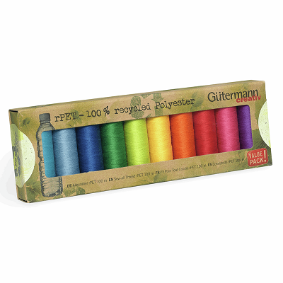 Gutermann Thread Set: Sew-All: Recycled (rPET): 10 x 100m: Assorted - 731138\3