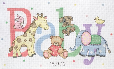 Counted Cross Stitch Kit: Birth Record: Baby Animals - ACS30