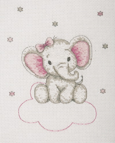 Counted Cross Stitch Kit: Baby Sets: Girl Elephant - AK33