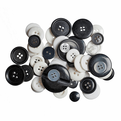 Bag of Craft Buttons: Assorted Black & White: 50g - B6210\50 - <strong><span style='color: #00ccff;'>RRP £1.50</span></strong> - <strong><span style='color: #ff0000;'>OUR PRICE ONLY 75p</span></strong>