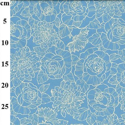 100% Cotton Poplin Floral Designs Medium 01cp0959 Blue