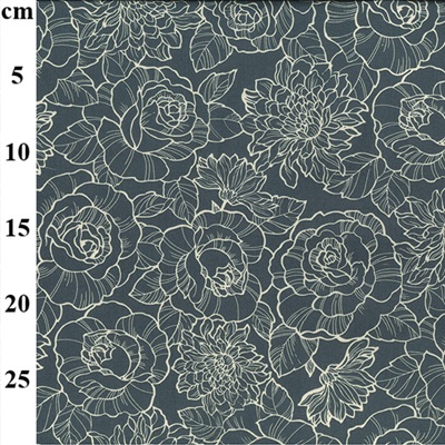 100% Cotton Poplin Floral Designs Medium 01cp0959 Slate