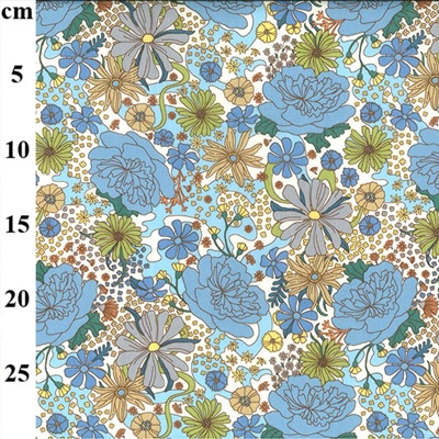 100% Cotton Poplin Floral Designs Med 01cp0994 Blue