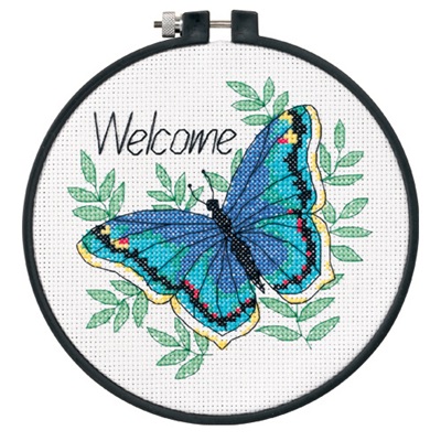 Learn-a-Craft: Counted Cross Stitch Kit with Hoop: Welcome Butterfly - D73147