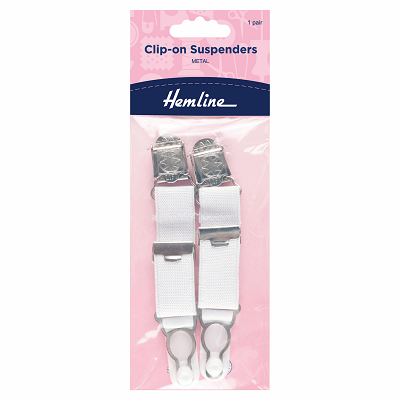 H464.CW Clip-on Suspenders: White: 1 Pair