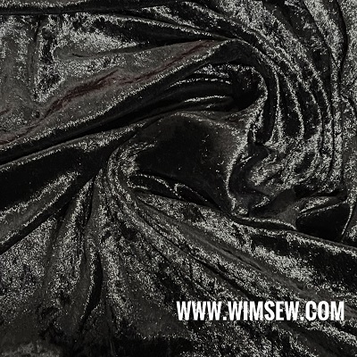 100% Polyester Crushed Velvet - Black - E3blk