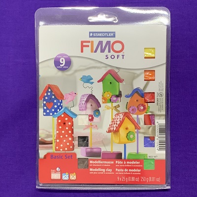 Fimo Soft Basic Pack of 9 x 25g Blocks (Varnish included) - The Deckle Edge
